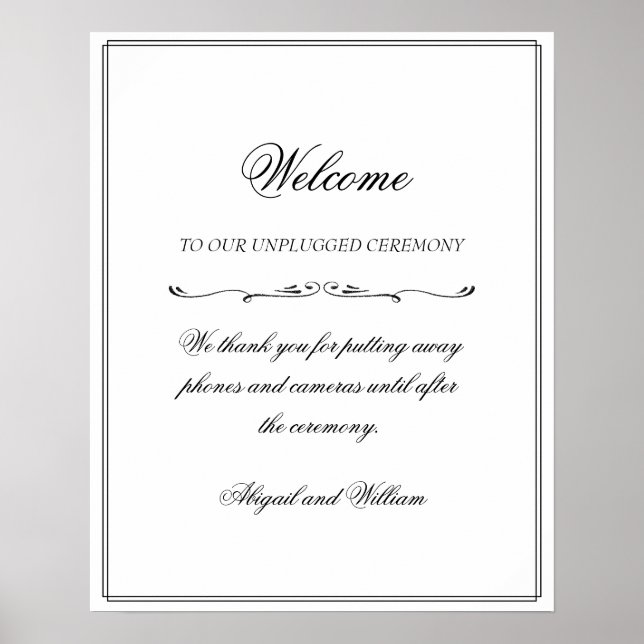 Abigail Simple Unplugged Ceremony Sign Poster (Framsidan)