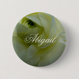 Abigail White Flower Namn Badge Knapp