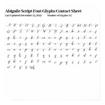 Abigaile Script Teckensnitt Glyfer Kontaktblad Aff