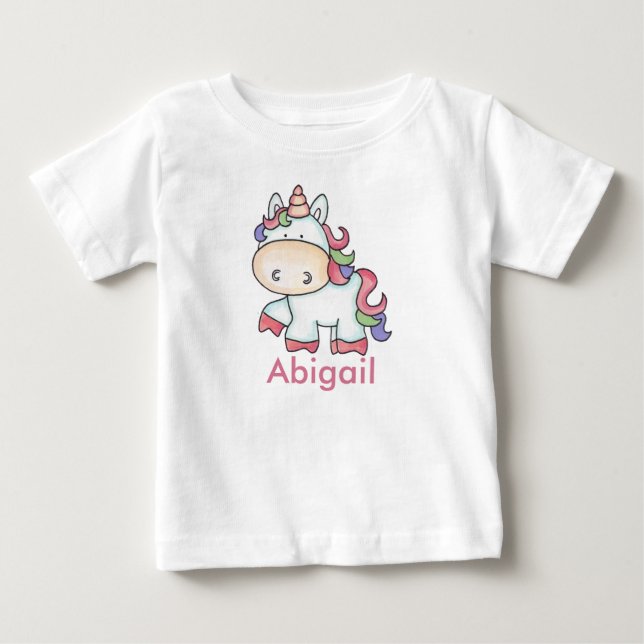 Abigail's Personlig Unicorn Gifts Tee Shirt (Framsida)