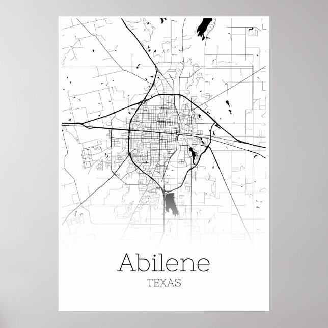 Abilene Karta - Texas - City Karta Poster (Framsidan)