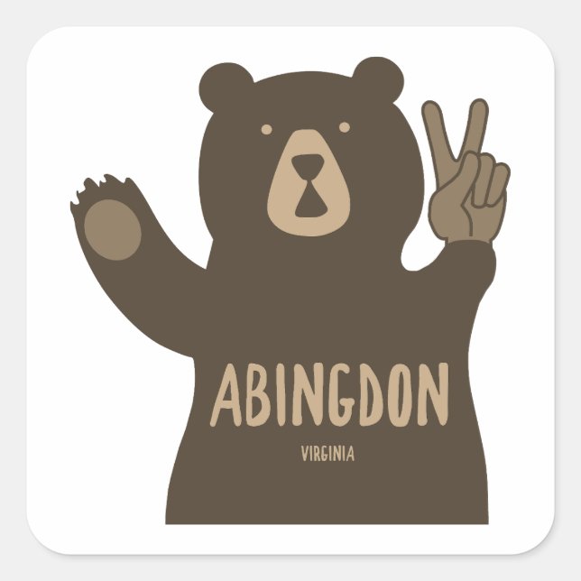 Abingdon Virginia Peace Bear Fyrkantigt Klistermärke (Framsida)