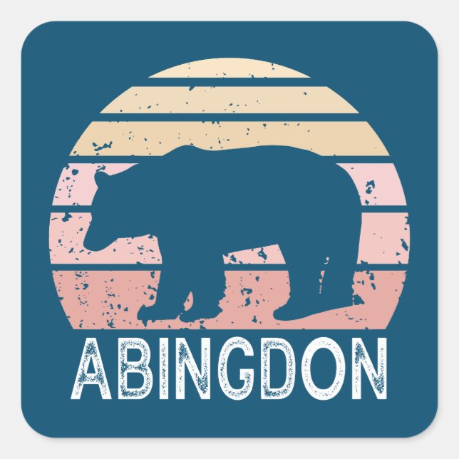Abingdon Virginia Retro Bear Fyrkantigt Klistermärke (Framsida)