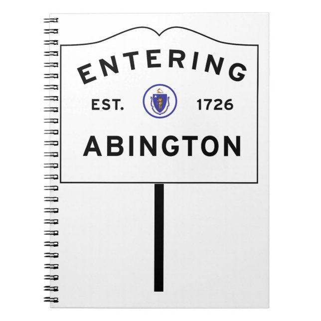 Abington Massachusetts, eget inträdesskylt Anteckningsbok (Framsidan)