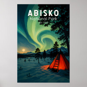 Abisko nationalpark norrsken illustration poster