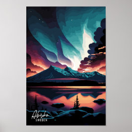 Abisko Sverige Art Vintage resor Illustration Poster