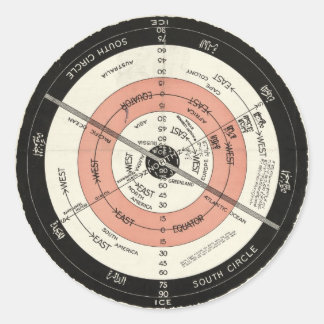 Abizaid New Correct Karta vid de platta jordschack Runt Klistermärke