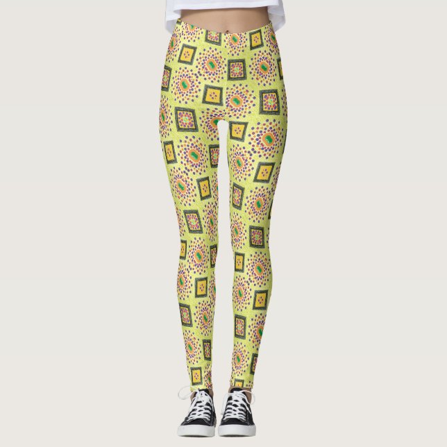 ABL - 0246 - Grönt Mandala - Leggings (Framsida)