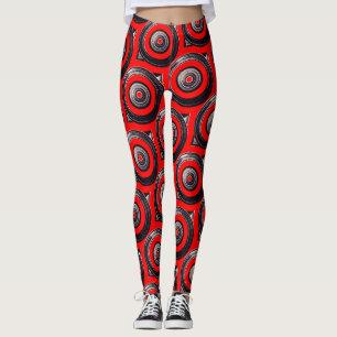 ABL - 145 - Svart och Röda cirklar Leggings