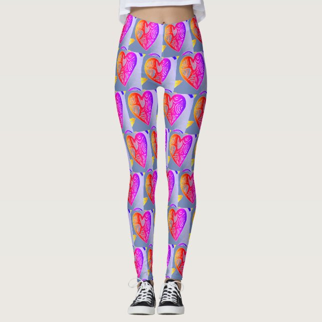 ABL - 161 - Rosa Hearts - leging Leggings (Framsida)