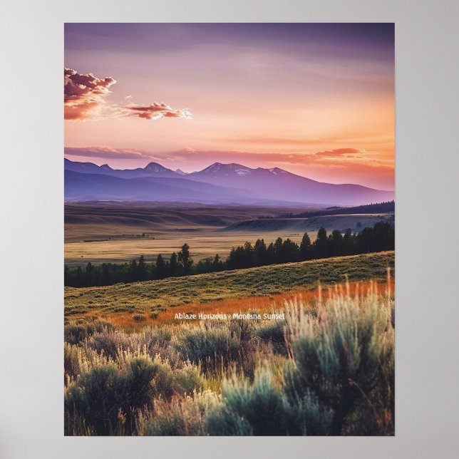 Ablaze Horizons - Montana Sunset Poster (Framsidan)