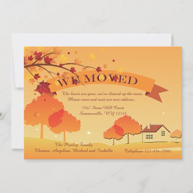 Ablaze med meddelande om Flytta av Färger hösten Inbjudningar (Framsida)