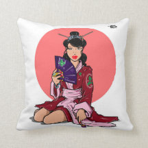 Able Abe Studios Painting Geisha Dekorativ kudde