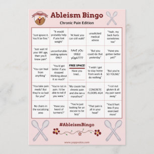 Ableism Bingo Card Chronic Pain Edition Inbjudningar