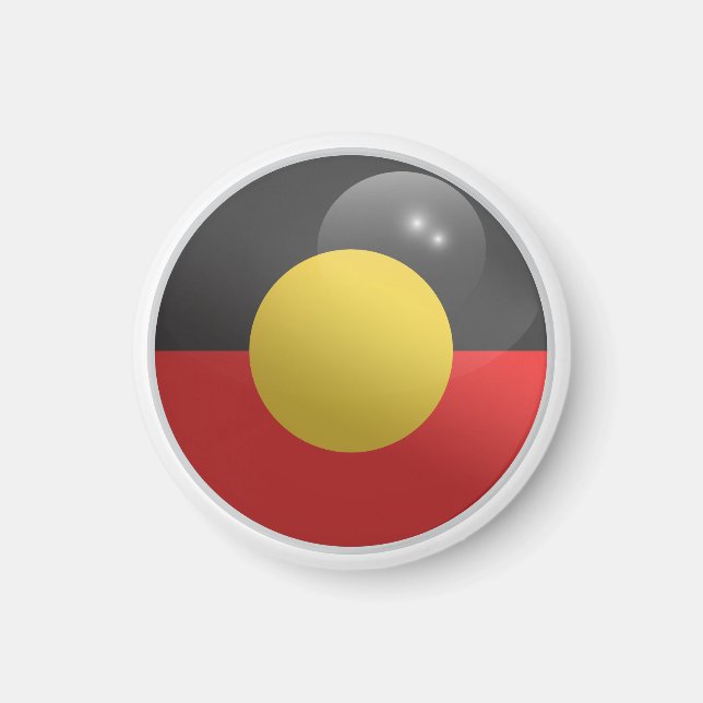 Aborigin Blank Glänsande Cirkel Flagga Magnet (Framsidan)