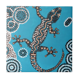 Aboriginal Art, Gecko, Punktmalerei, Dot-Painting Kakelplatta