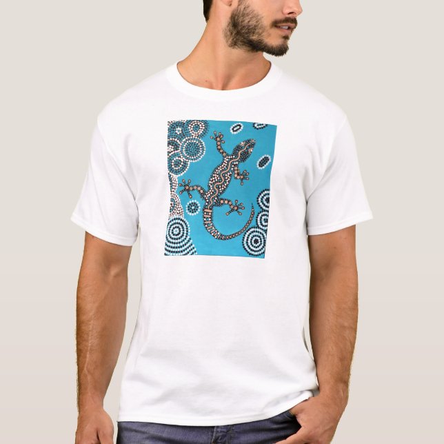 Aboriginal Art, Gecko, Punktmalerei, Dot-Painting Tröja (Framsida)