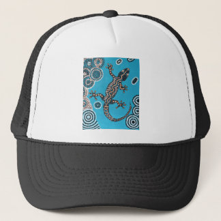 Aboriginal Art, Gecko, Punktmalerei, Dot-Painting Truckerkeps