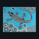 Aboriginal Art, Gecko, Punktmalerei, Dot-Painting Vykort<br><div class="desc">Aboriginal Art Malerei,  Gecko im Wasser,  Dot-Painting nach den  Ureinwohner Australiens.</div>