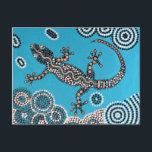 Aboriginal Art, Gecko, Punktmalerei, Dot-Painting Vykort<br><div class="desc">Aboriginal Art Malerei,  Gecko im Wasser,  Dot-Painting nach den  Ureinwohner Australiens.</div>