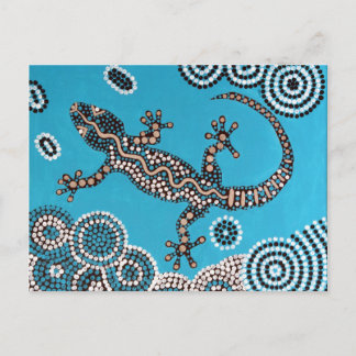 Aboriginal Art, Gecko, Punktmalerei, Dot-Painting Vykort