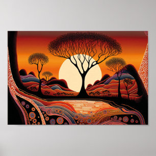 Aboriginal Art Inspired liggande liggande Poster