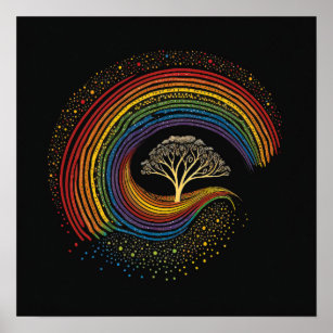 Aboriginal Art Inspired Rainbow, punktmålning Poster