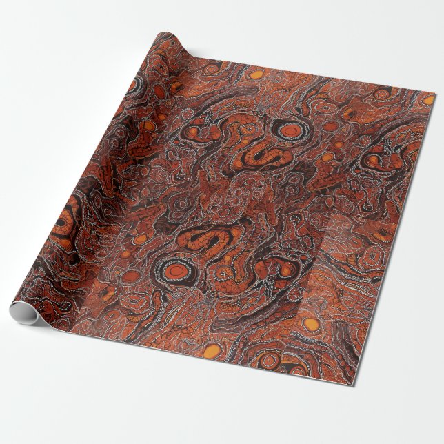 Aboriginal Art Inspired Wrapping Papper Presentpapper (Utrullad)