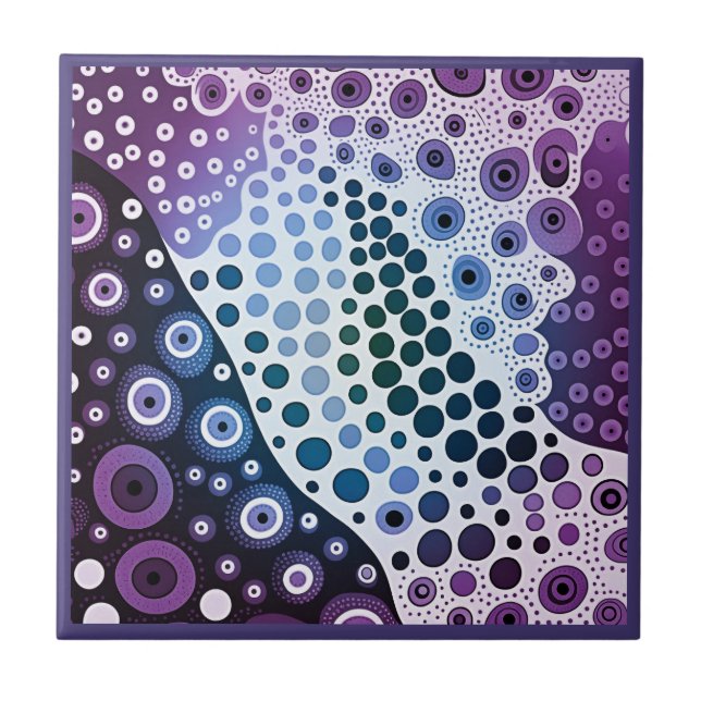Aboriginal art stil lila 2 av 9 keramiska plattor kakelplatta (Framsidan)