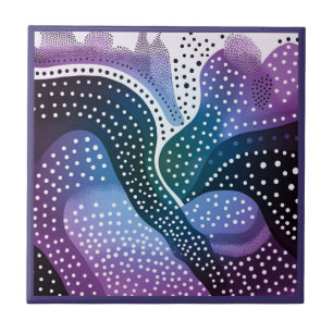 Aboriginal art stil lila 3 av 9 keramiska plattor kakelplatta