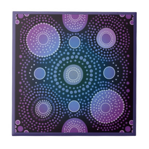 Aboriginal art stil lila 6 av 9 keramiska plattor kakelplatta