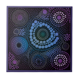 Aboriginal art stil lila 8 av 9 keramiska plattor kakelplatta