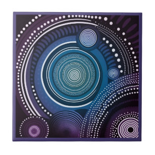 Aboriginal art stil lila 9 av 9 keramiska plattor kakelplatta