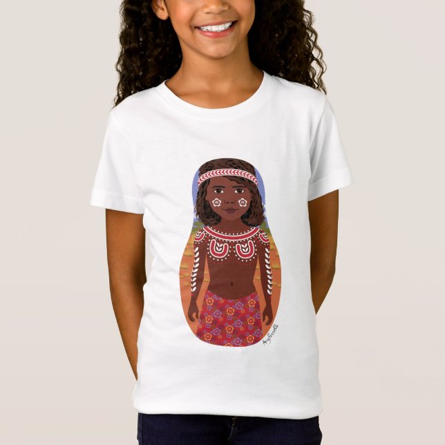 Aboriginal Australian Matryoshka Girls' T Shirt (Framsida)