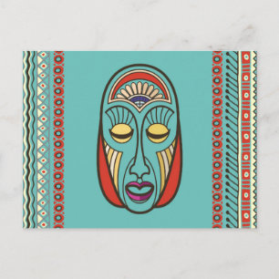 Aboriginal Aztec Inca Mayan Mask Vykort