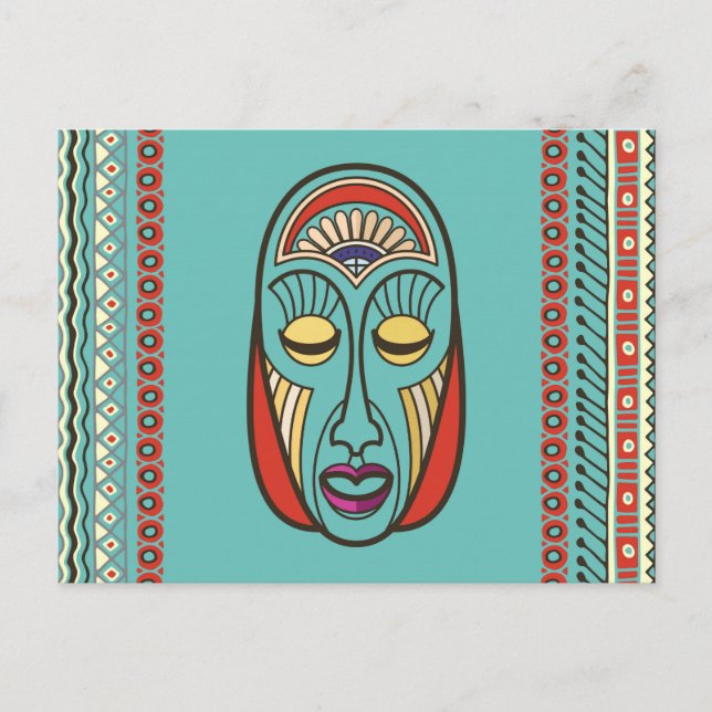 Aboriginal Aztec Inca Mayan Mask Vykort (Framsida)