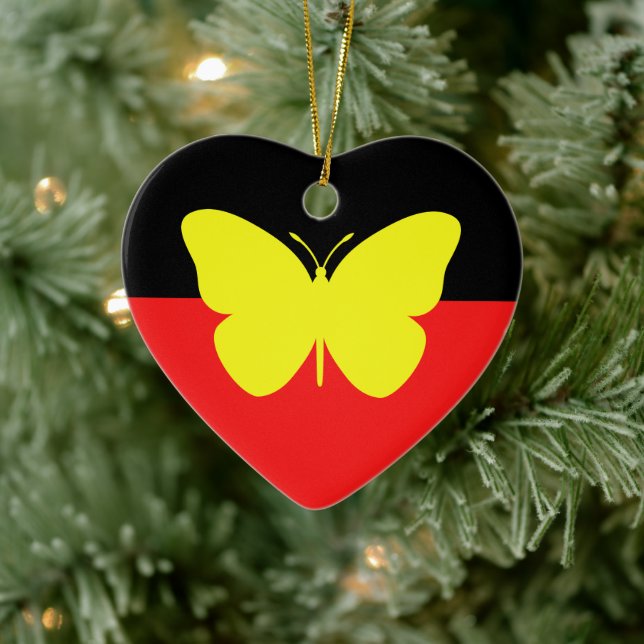 Aboriginal Butterfly-Flagga Julgransprydnad Keramik (Träd)