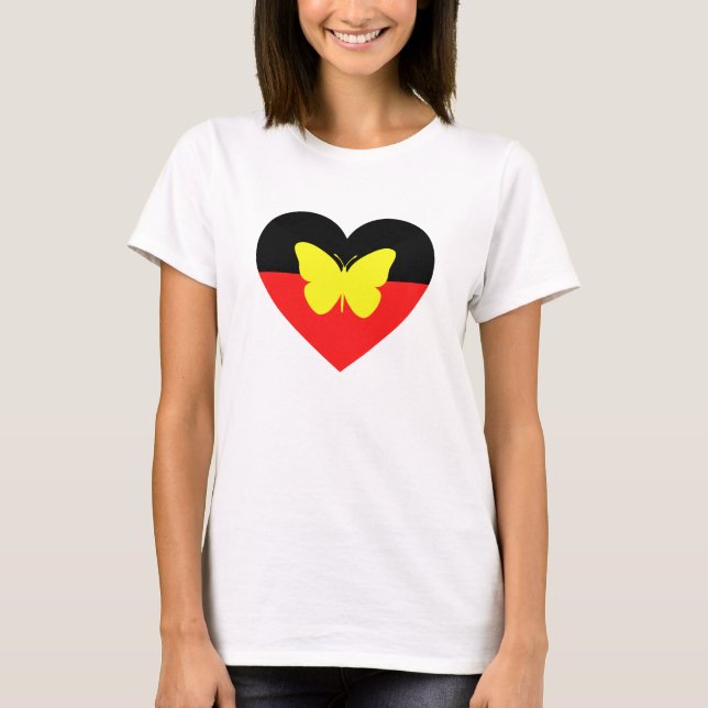 Aboriginal Butterfly-Flagga T Shirt (Framsida)