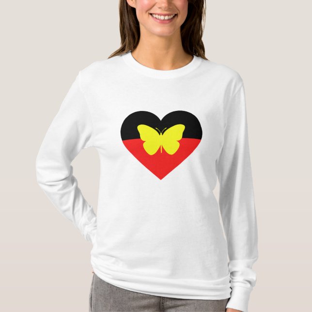 Aboriginal Butterfly-Flagga T Shirt (Framsida)