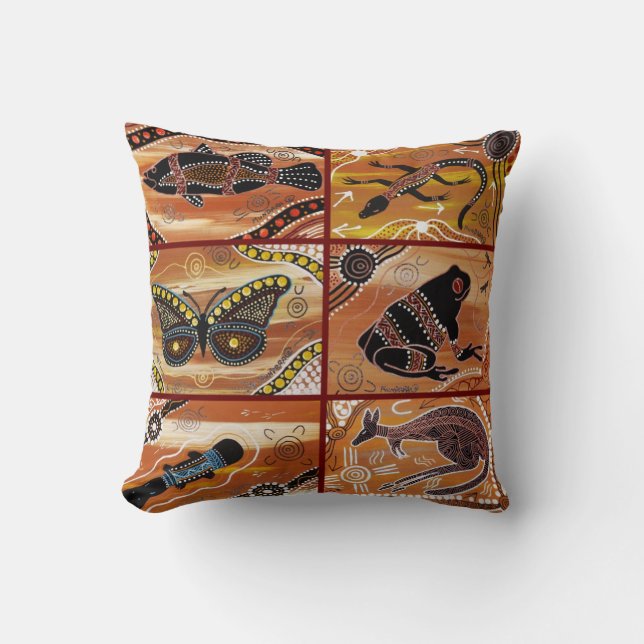 Aboriginal Collage Cushion/Pillow Kudde (Framsida)
