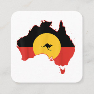Aboriginal Flagga T Shirt Australia Flagga Gift fo Fyrkantigt Visitkort