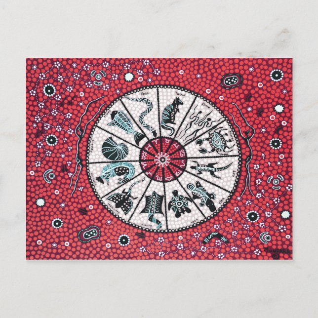 Aboriginal Horoscope Red Vykort (Framsida)