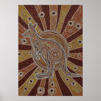 Aboriginal Kangaroo Dot Poster