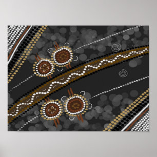 Aboriginal konstkanfas - borttappada stammar poster