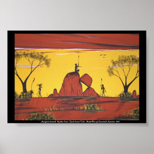 Aboriginal landskap målning vid glenen Evans Poster