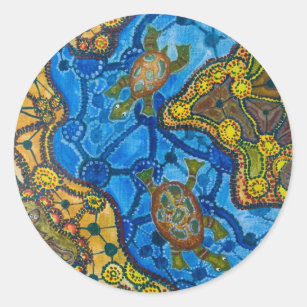 Aboriginal måla för sköldpaddor runt klistermärke