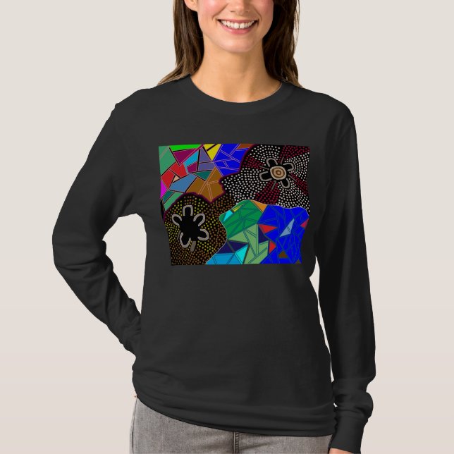 Aboriginal nackeskjorta för design v t-shirt (Framsida)