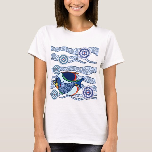 Aboriginal pricka konst Fish-01 T Shirt (Framsida)