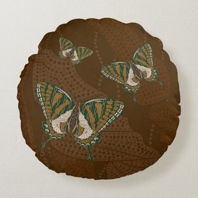 Aboriginal Sallowtail Round Pillow Rund Kudde (Framsidan)