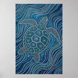Aboriginal Sea Turtle Dot Art Poster
